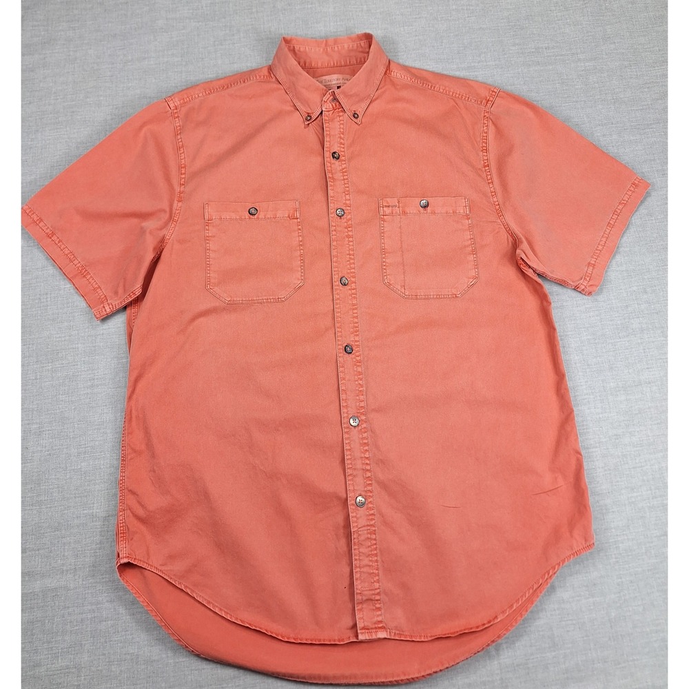 The Territory Ahead Large Coral Orange Cotton Short Sleeve Button Down Shirt